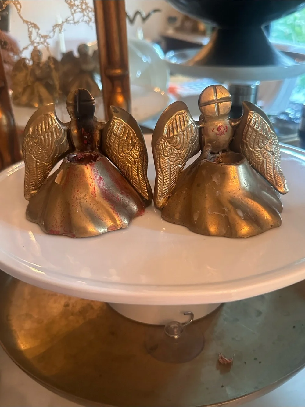S/2 Brass Angel Figure taper candle holders
